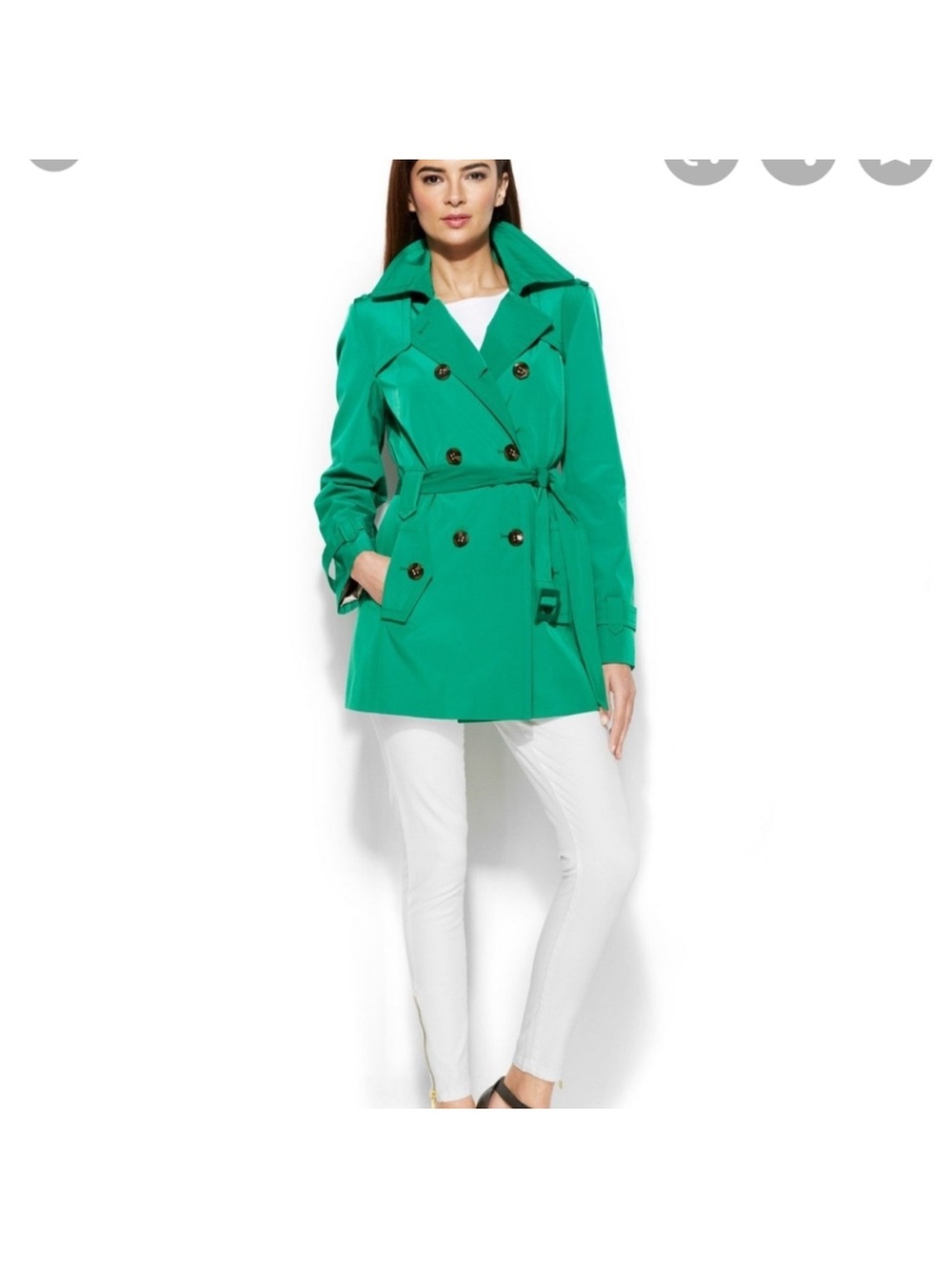 Calvin Klein Emerald Green Double-Breasted Trench Coat b156s
